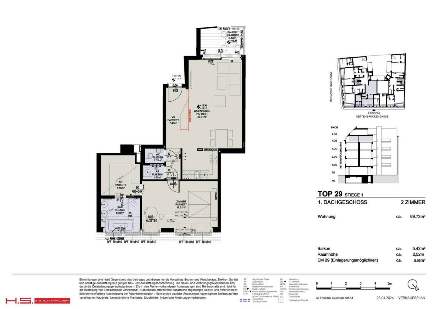 FAST 4. BEZ. - DACHERSTBEZUG mit BALKON - 2 ZIMMER - BJ 2025 - HIGH END IN PERFEKTION