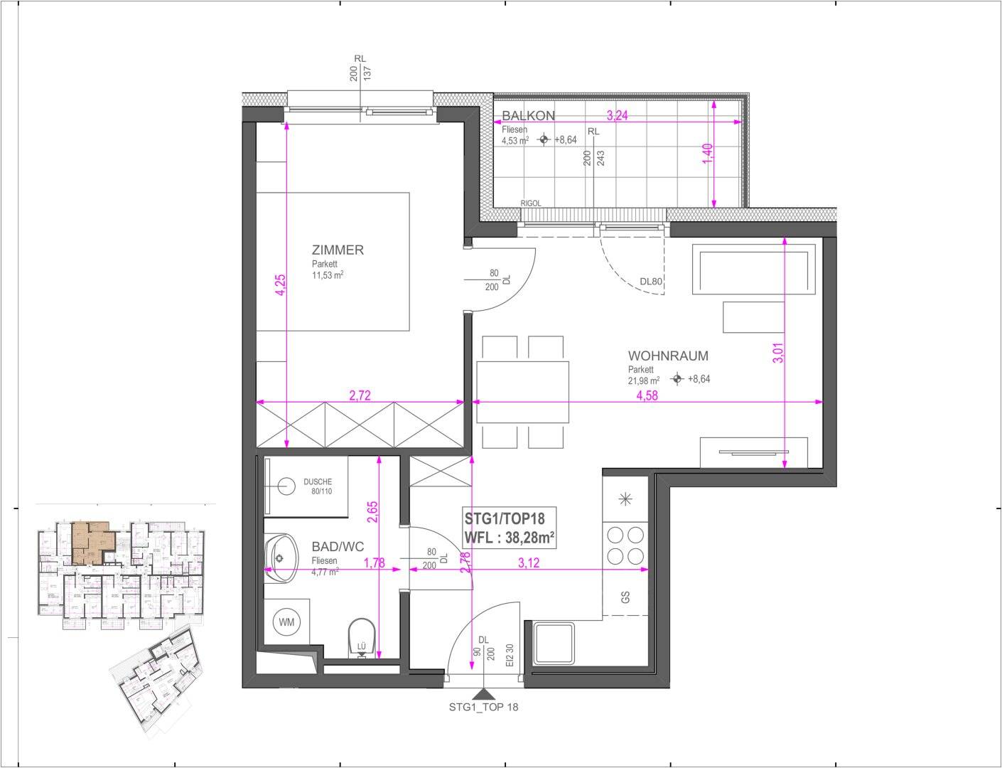 EHK 100 | 3 Zi Familienwohnung mit Loggia + Abstellraum