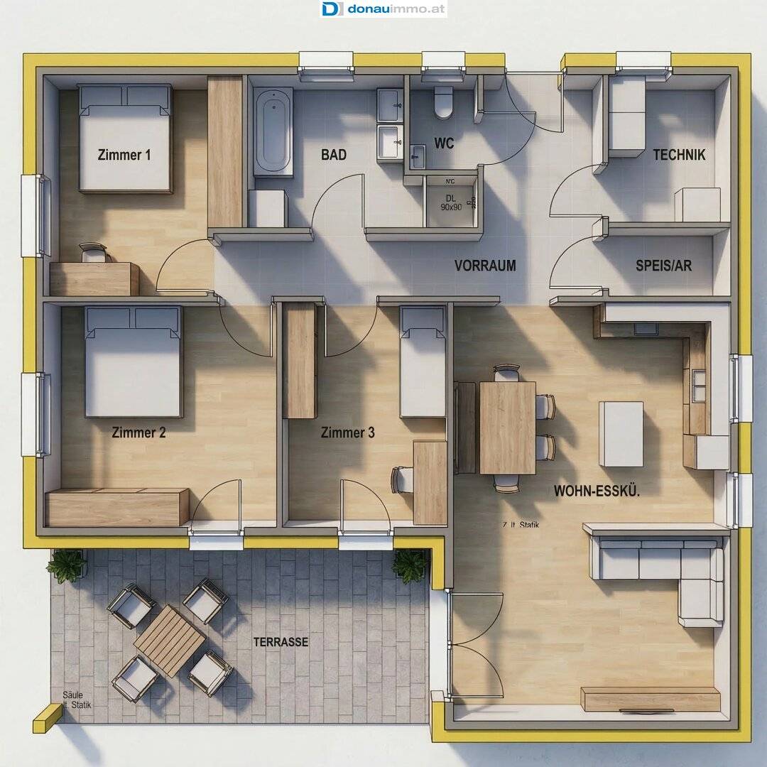 Moderner Holzmassivbungalow auf sonnigem Grundstück