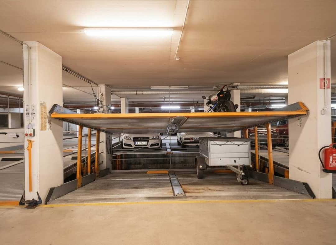 Tiefgaragenbox für 4 Fahrzeuge (jeweils 2 Parkwippen nebeneinander unten und oben), Wohnhausanlage Beethovengasse 4-6, 2500 Baden