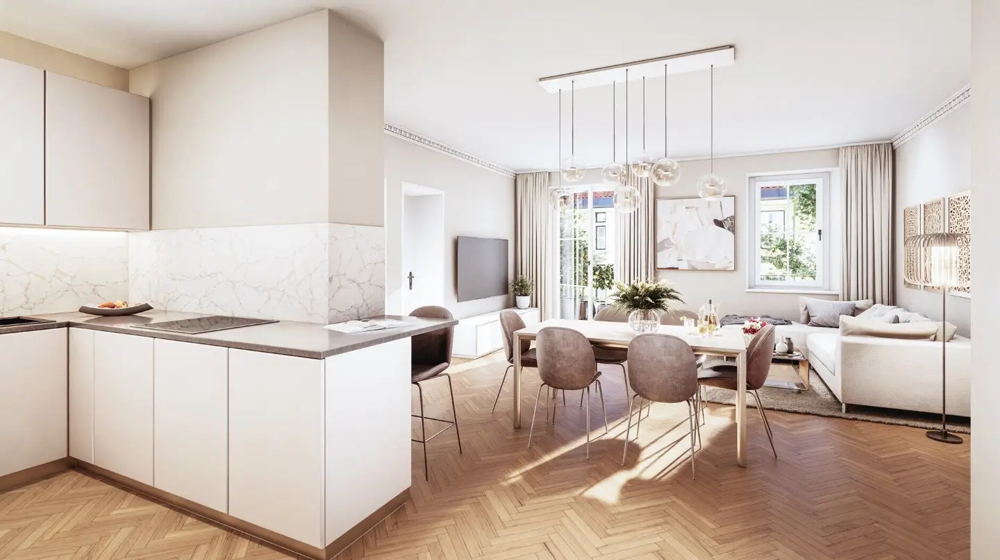 ELISABETH-VORSTADT: Large 3-room apartment with elevator and balcony in fully renovated Ceconi-Villa