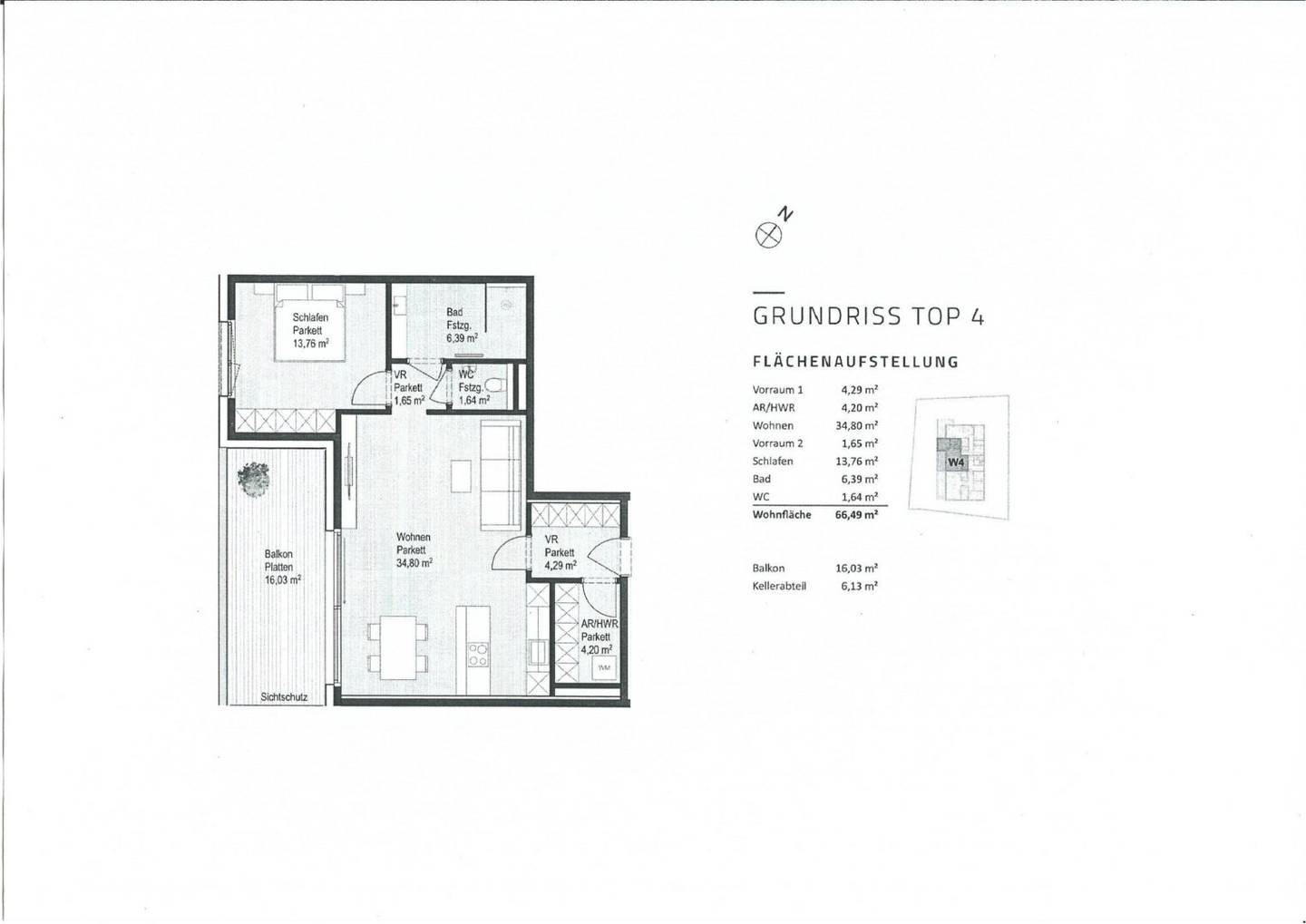 Plan - Wohnen am Fuße des Gaisberges - Geräumige 2 Zimmer Wohnung mit großem Balkon Kauf Parsch Salzburg