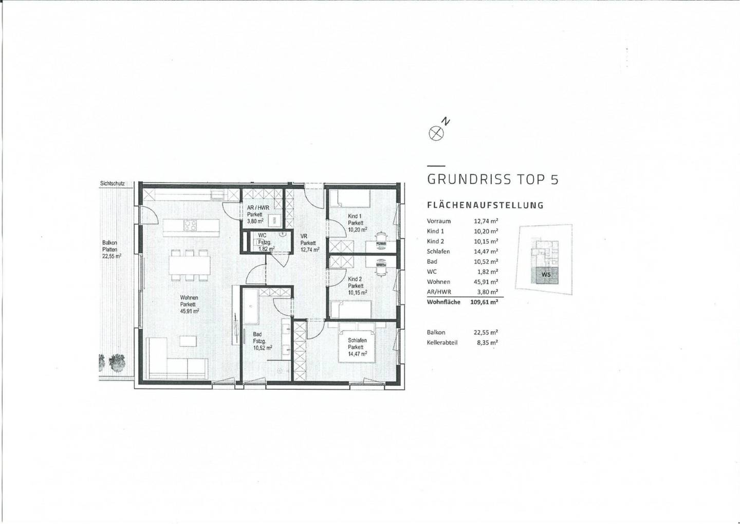 Plan - Geräumige 4 Zimmer Wohnung mit großem Balkon Kauf Parsch Salzburg