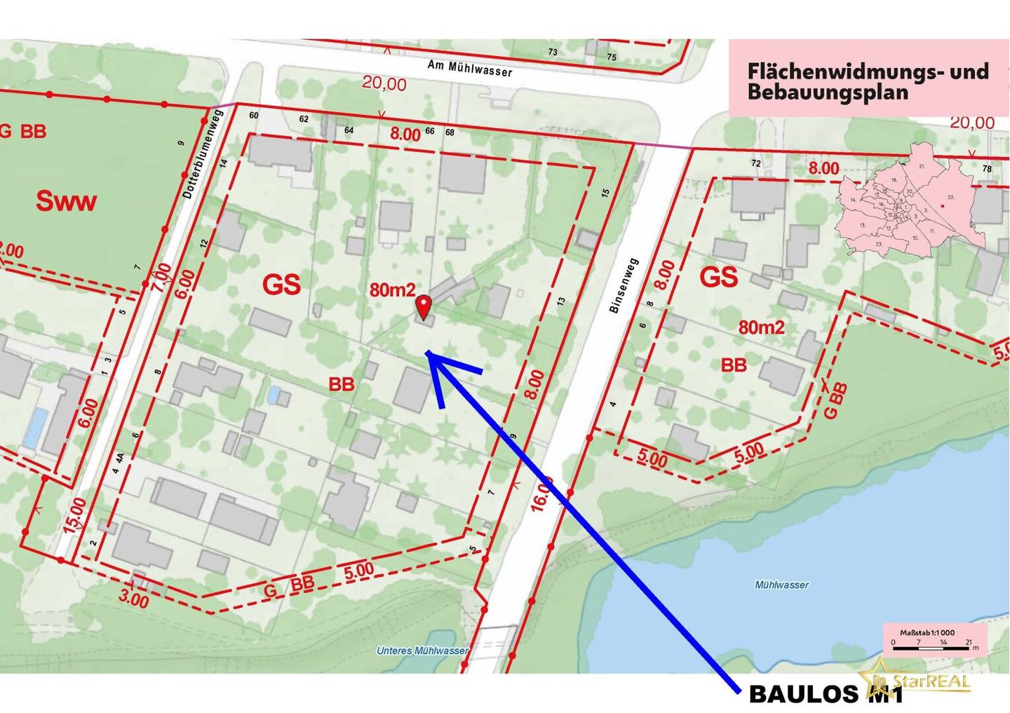 PRICE REDUCED! PLOT IN UNIQUE LOCATION DIRECTLY ON THE MÜHLWASSER NEAR DONAUSPITAL