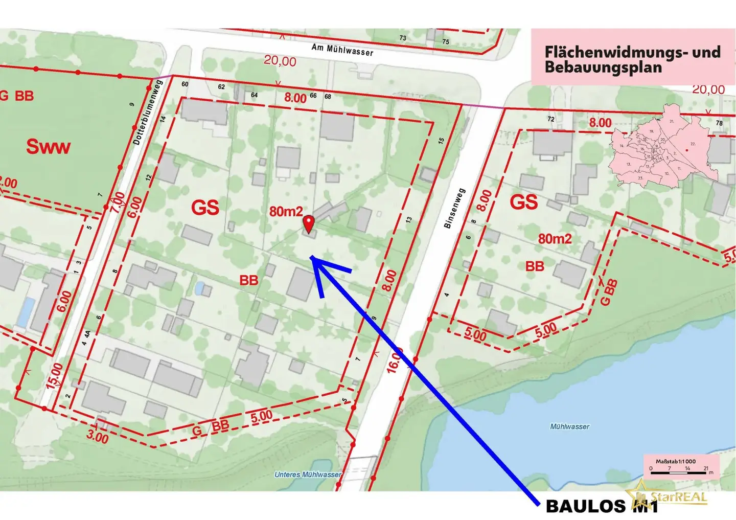 PRICE REDUCED! PLOT IN UNIQUE LOCATION DIRECTLY ON THE MÜHLWASSER NEAR DONAUSPITAL