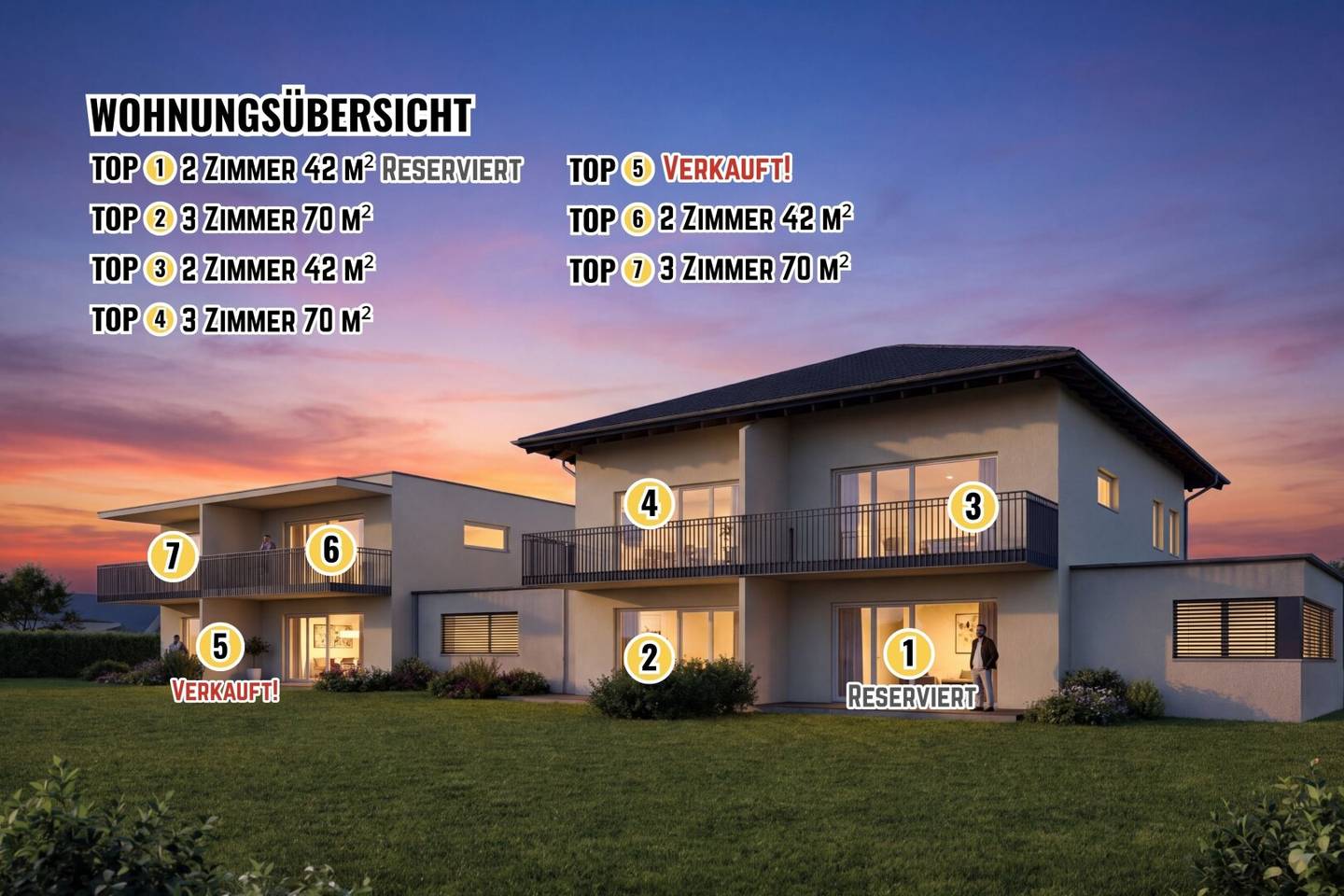 NEUBAU! Moderne, sonnige und ruhige 2 Zimmer Wohnung 42,00m² plus Balkon 7,41m² in Waidmannsdorf - Schubertstraße