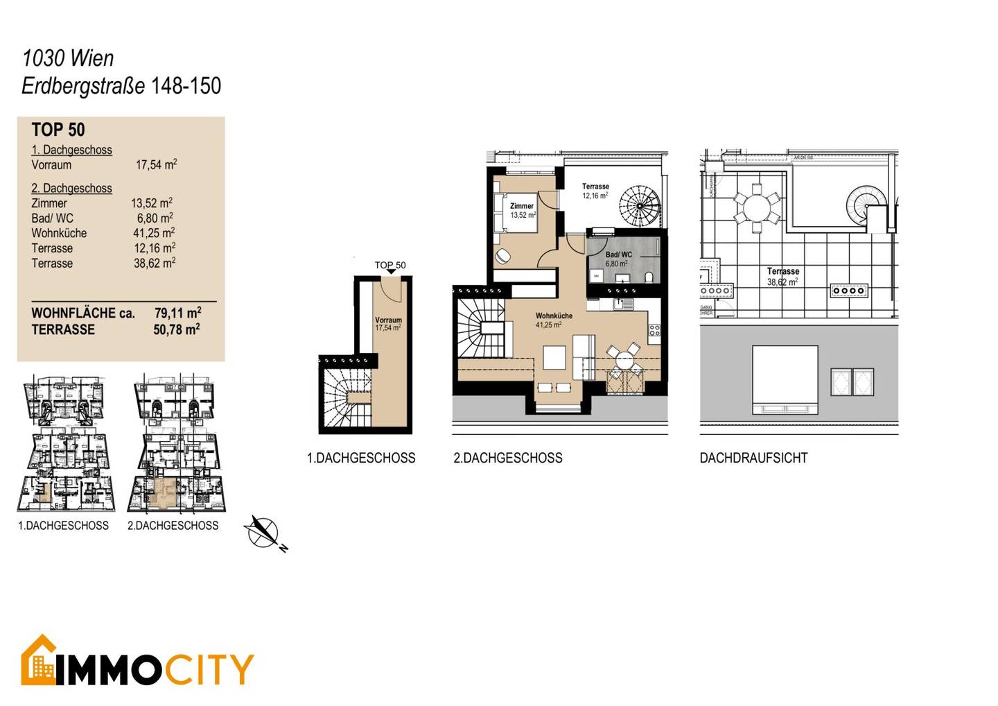 Dachtraum (Top 50) Exklusives Wohnen + sonniger Dachterrasse 50 m² im 3.Bezirk, Erdbergstraße 148-150