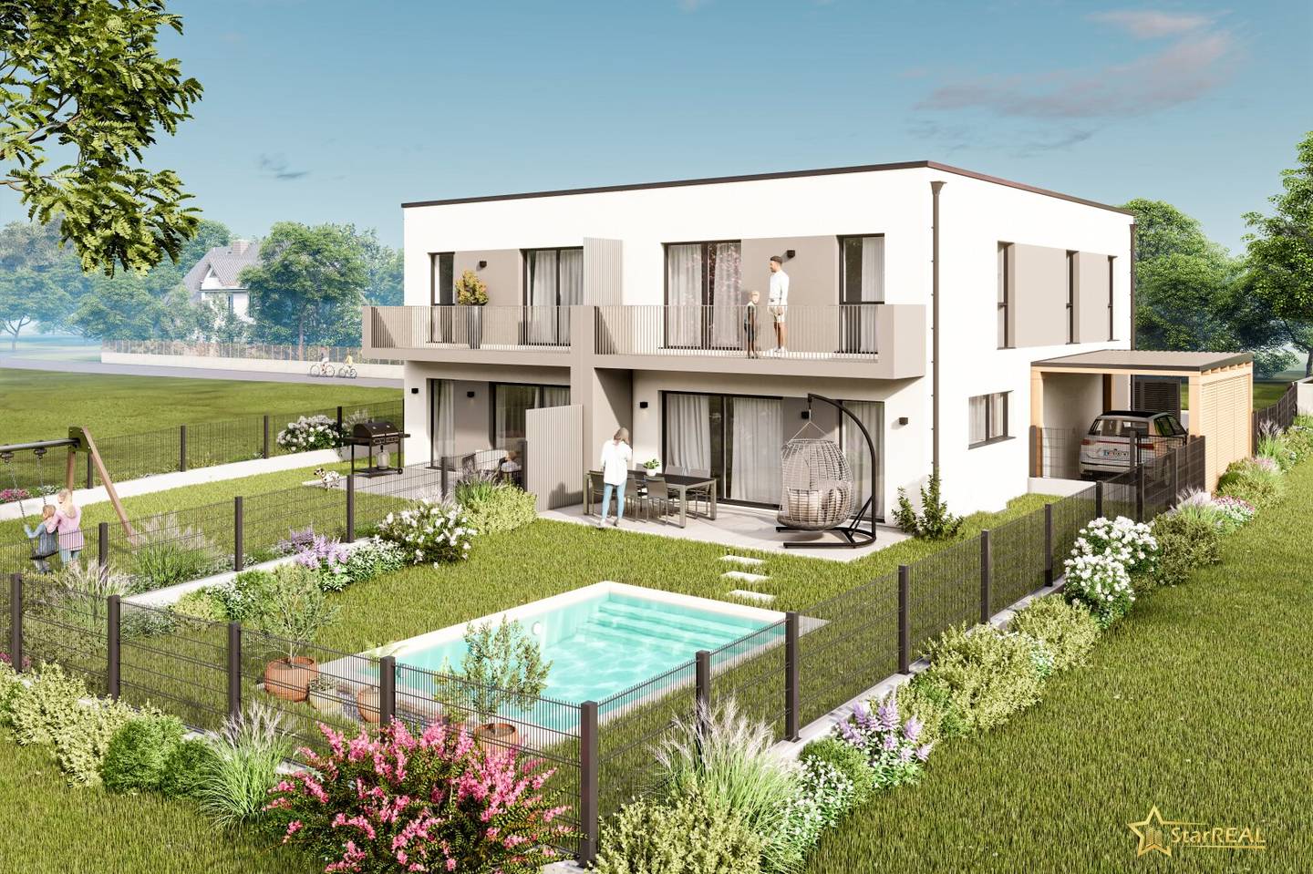 2 HOUSES AVAILABLE! EXCLUSIVE SEMI-DETACHED HOUSE PROJECT. 5 ROOMS. BRICK HOUSE WITH CELLAR, BALCONY, TERRACE, CARPORT.