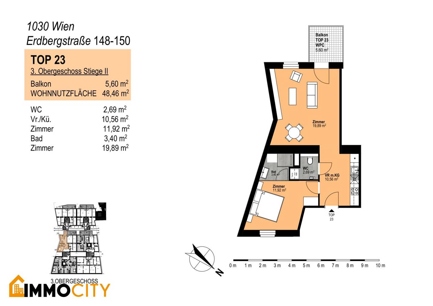 Wohntraum (Top 23), 2 Zimmer + Balkon, Erstbezug, Erstklassige Ausstattung, Purer Wohntraum im 3.Bezirk, Erdbergstraße 148-150