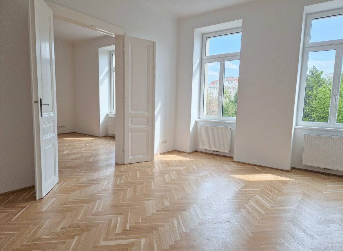 Stylish 2-room first-occupancy period apartment with balcony in central location with park view