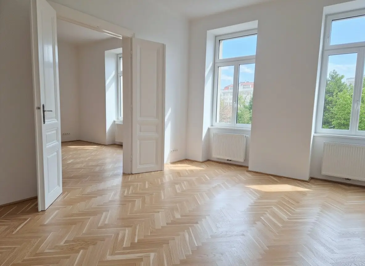 Stylish 2-room first-occupancy period apartment with balcony in central location with park view