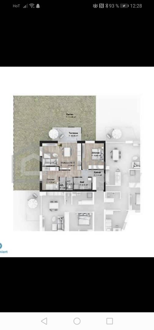 Ground floor apartment first occupancy with garden and carport