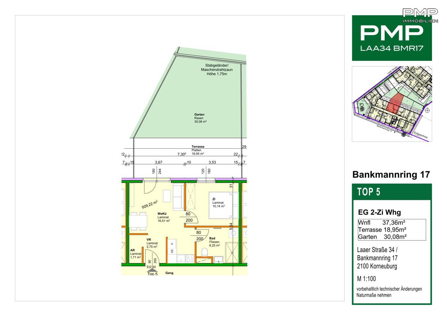 Attractive development two room apartment with garden