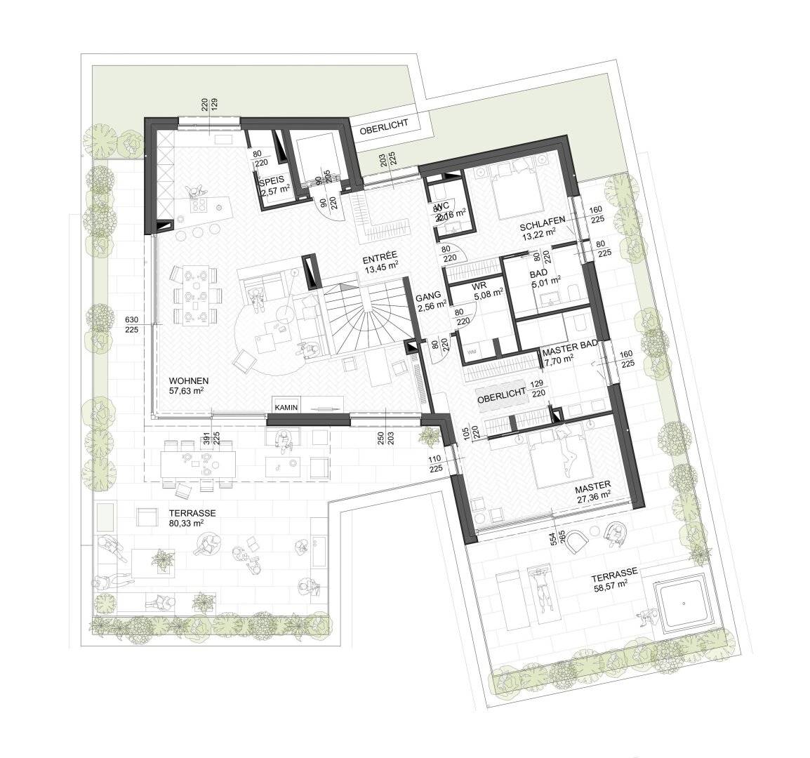 First occupancy top location Aigen: Light-filled penthouse with generous terraces, direct lift access and fortress view.