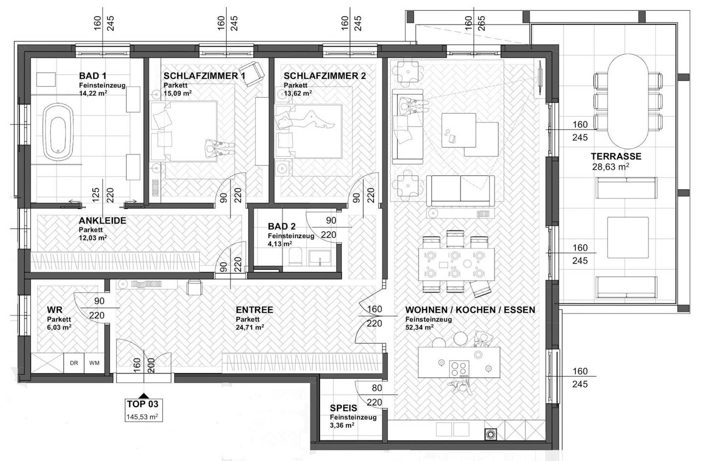 Stylish Elegance &amp; Nature View: Dreamlike 130 m² Terrace Apartment in Josefiau Ready for occupancy this autumn