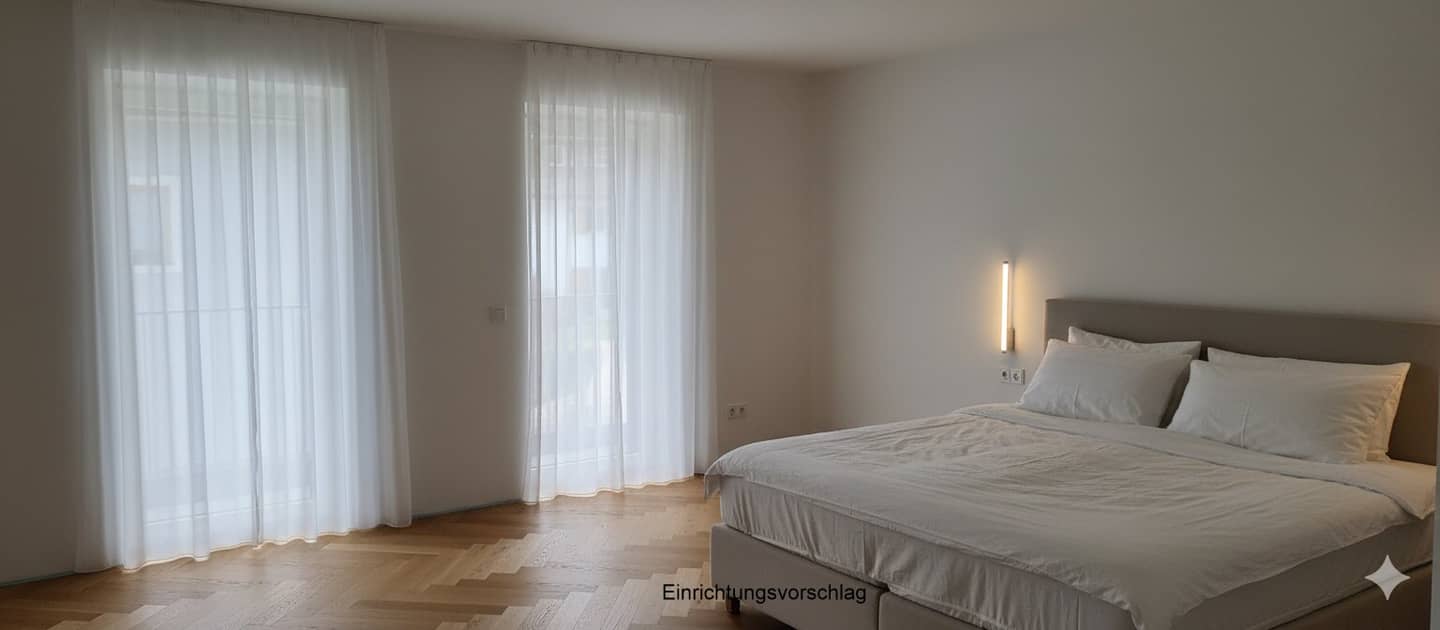 Sea residence in prime location on the Obertrumer See: generous first occupancy terrace apartment with its own bath house and jetty