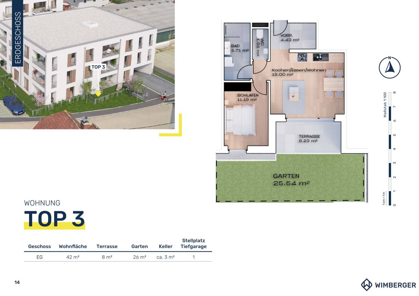 Living with flair exclusive 2-room garden apartment in the center of Vöcklabruck