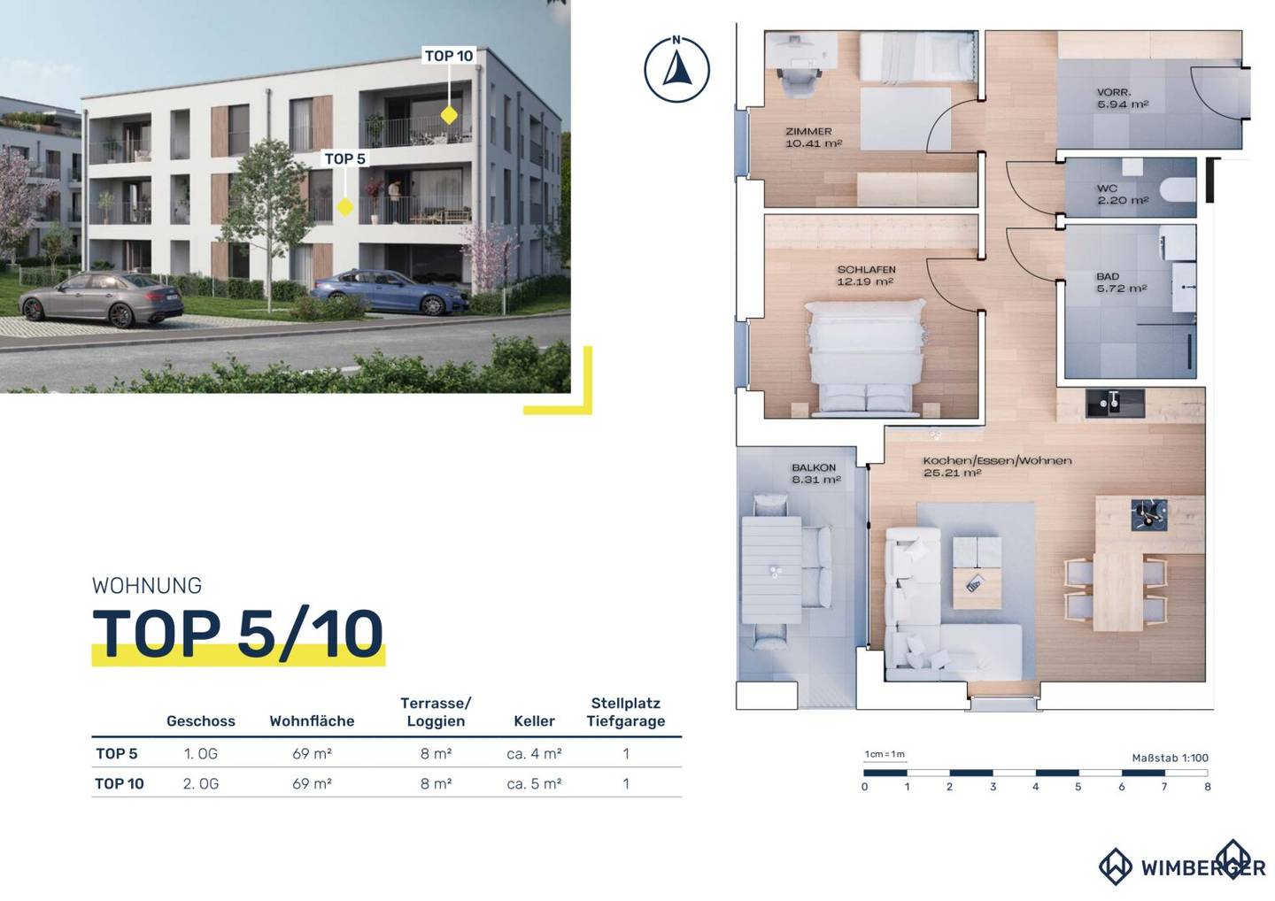 First occupancy in the center, modern 3 room apartment with balcony in Vöcklabruck