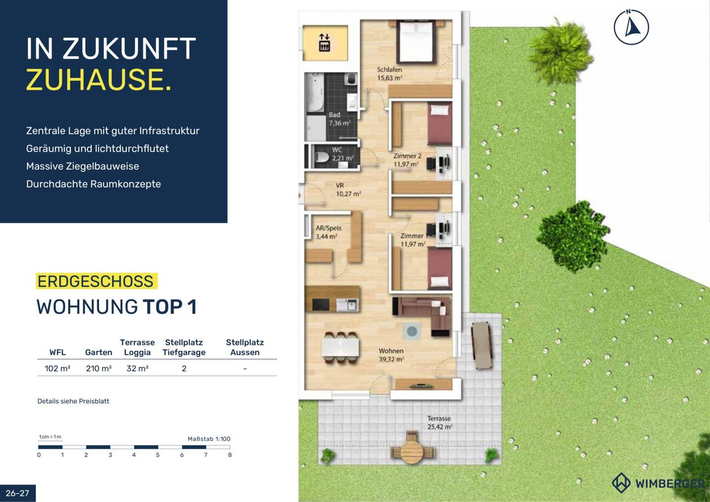Spacious living: 4-room family apartment in brand-new condition with over 100 m² and 200 m² garden