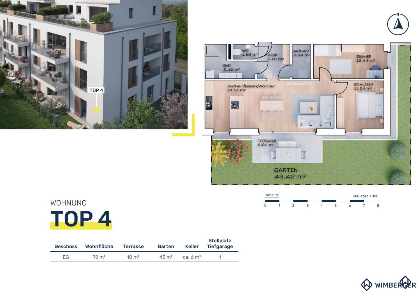 Newly built attractive garden apartment in Vöcklabruck living near the hospital