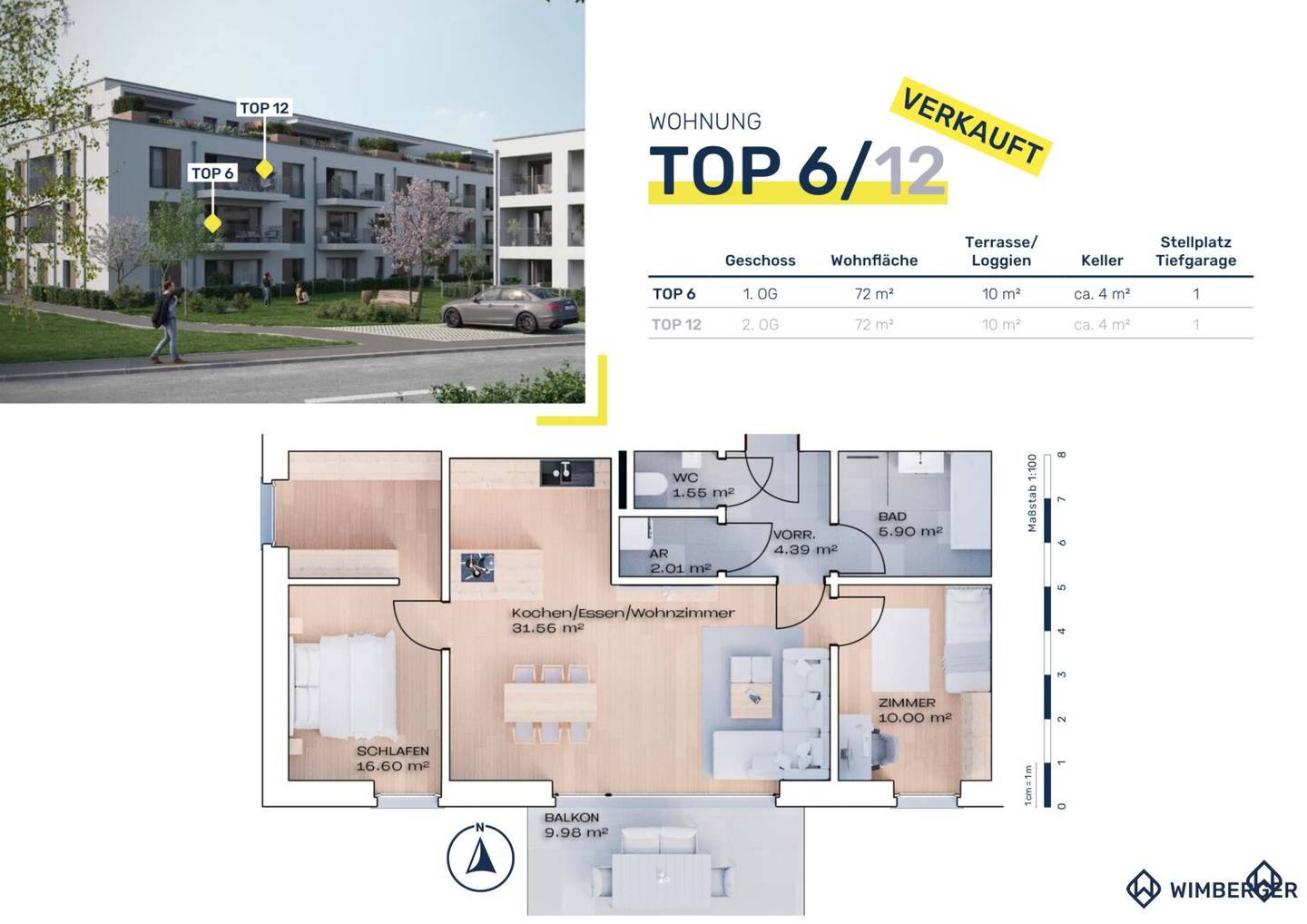 Perfect apartment with a modern layout in top location in Vöcklabruck including walk-in wardrobe and balcony