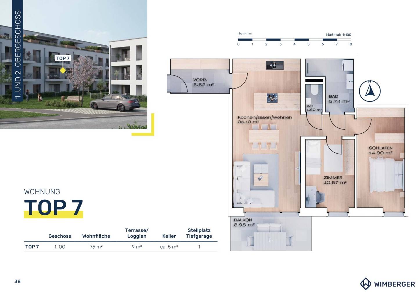 Attractive three room apartment with open living concept in Vöcklabruck, space for a modern kitchen with living area and walk-in closet