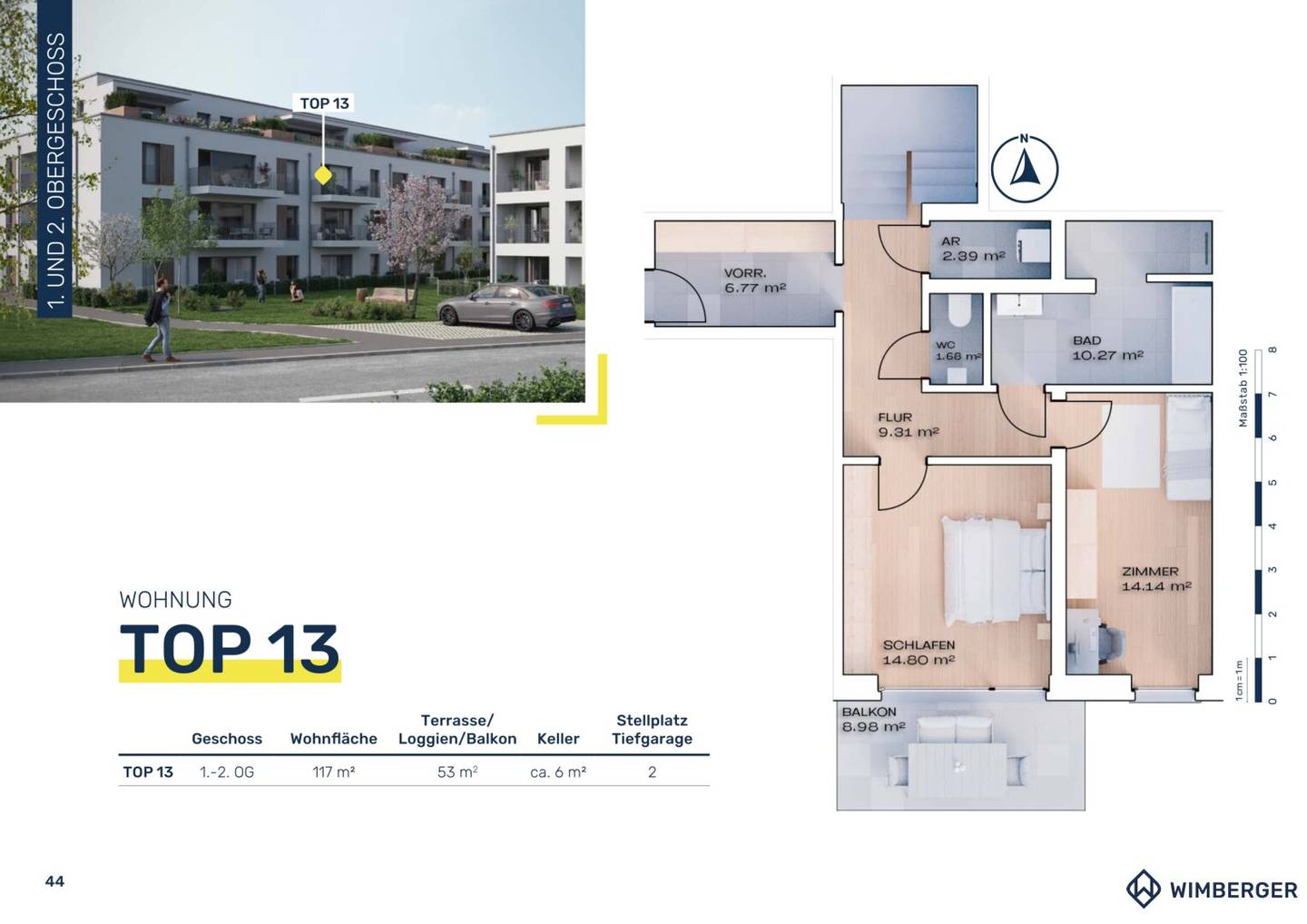 Attractive new build maisonette apartment with generous 43 m² south facing rooftop terrace first occupancy