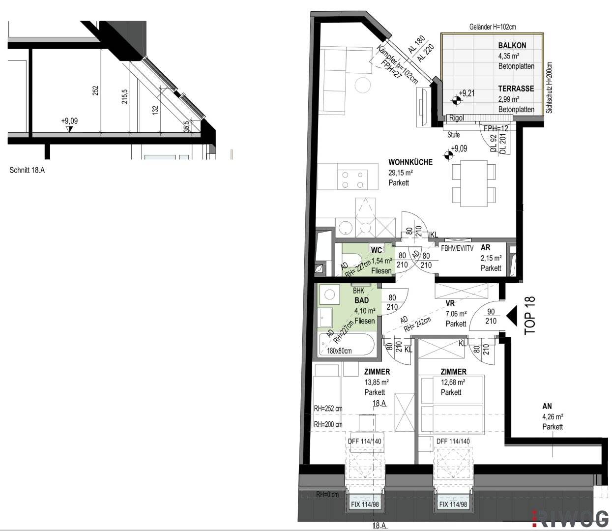DG First Occupancy | 3 Room with courtyard terrace | East/West | District heating | Facade greening | Underground parking space optional | Sustainable residential project de
