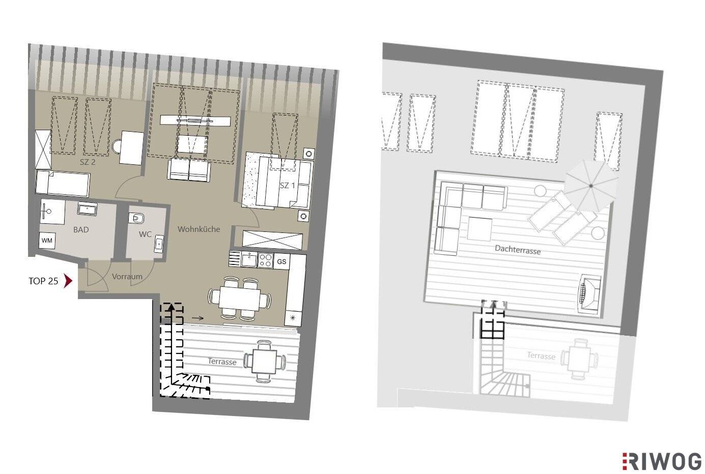 Air conditioned attic apartment with generous roof terrace | air source heat pump