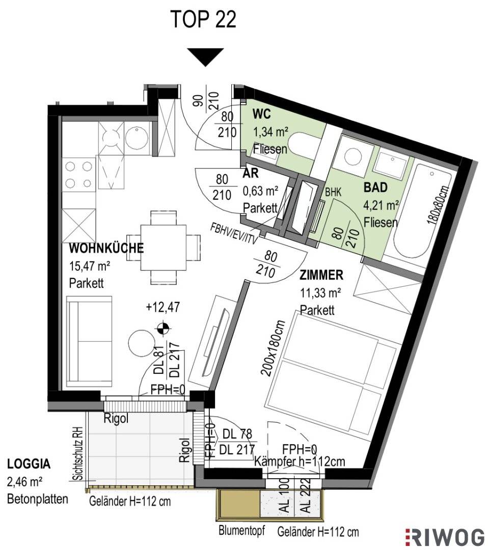 First occupancy with loggia | two room new build apartment on the fourth floor | district heating | facade greening | underground parking space optional | sustainable residential development