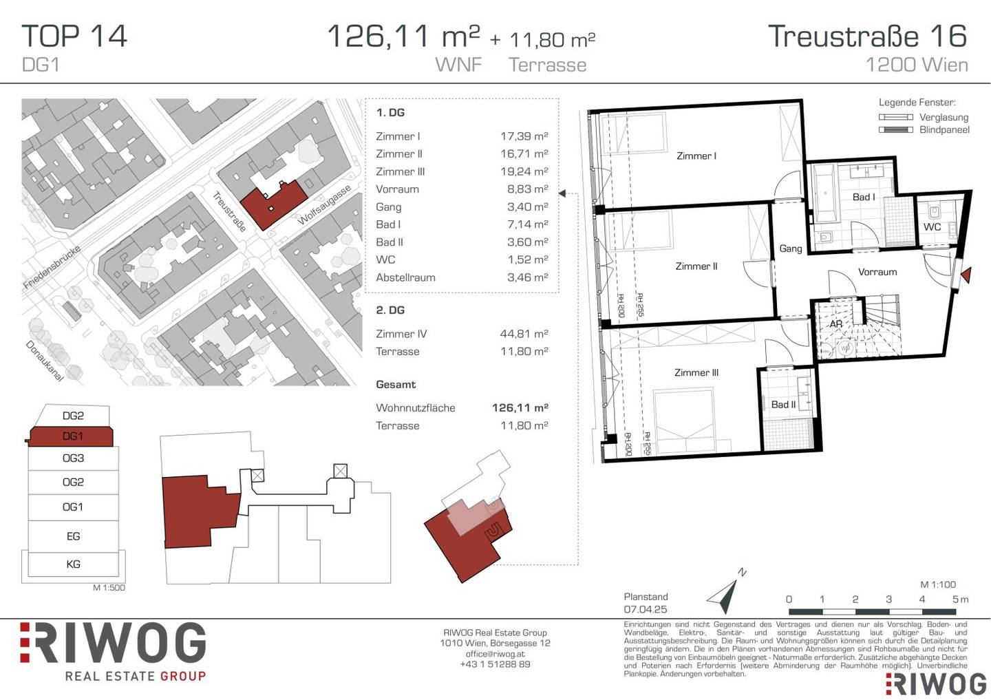 Exquisite 4-room roof terrace apartment with two bathrooms near the Augarten | TOP14