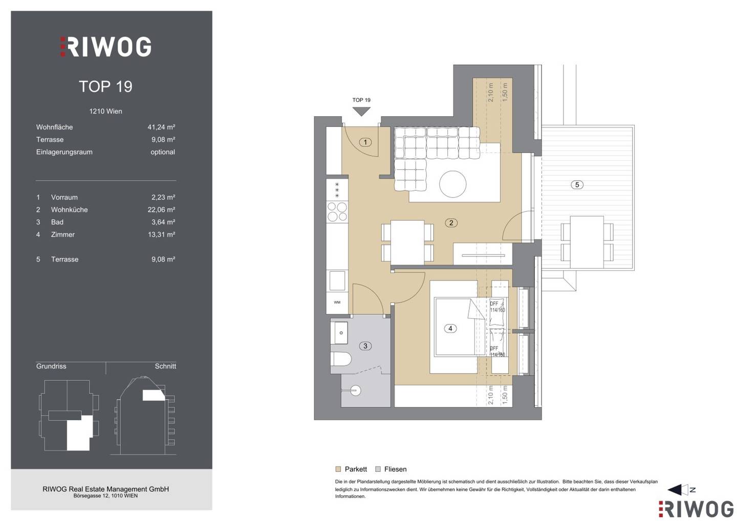 Two room apartment with terrace first occupancy completion Q1 2027 1210 Vienna high quality finishes