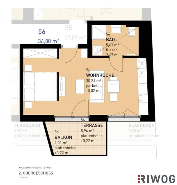 1 room apartment in top location near the Old Danube First occupancy
