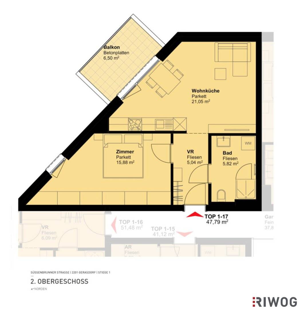Gerasdorf bei Wien - new construction project - 2 rooms - east balcony