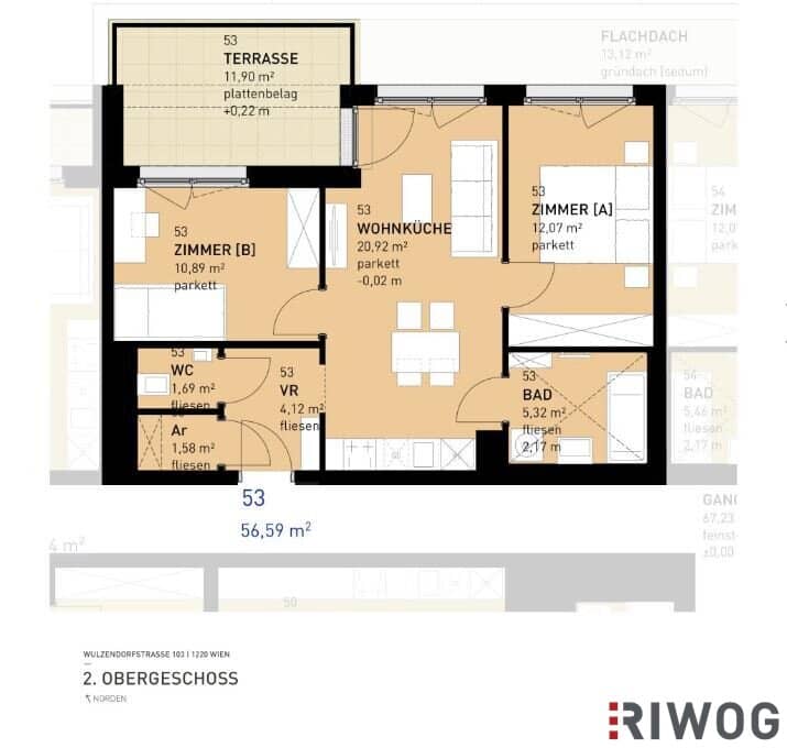 Perfectly laid out 3-room apartment with terrace and private garden on the ground floor New build near Alter Donau