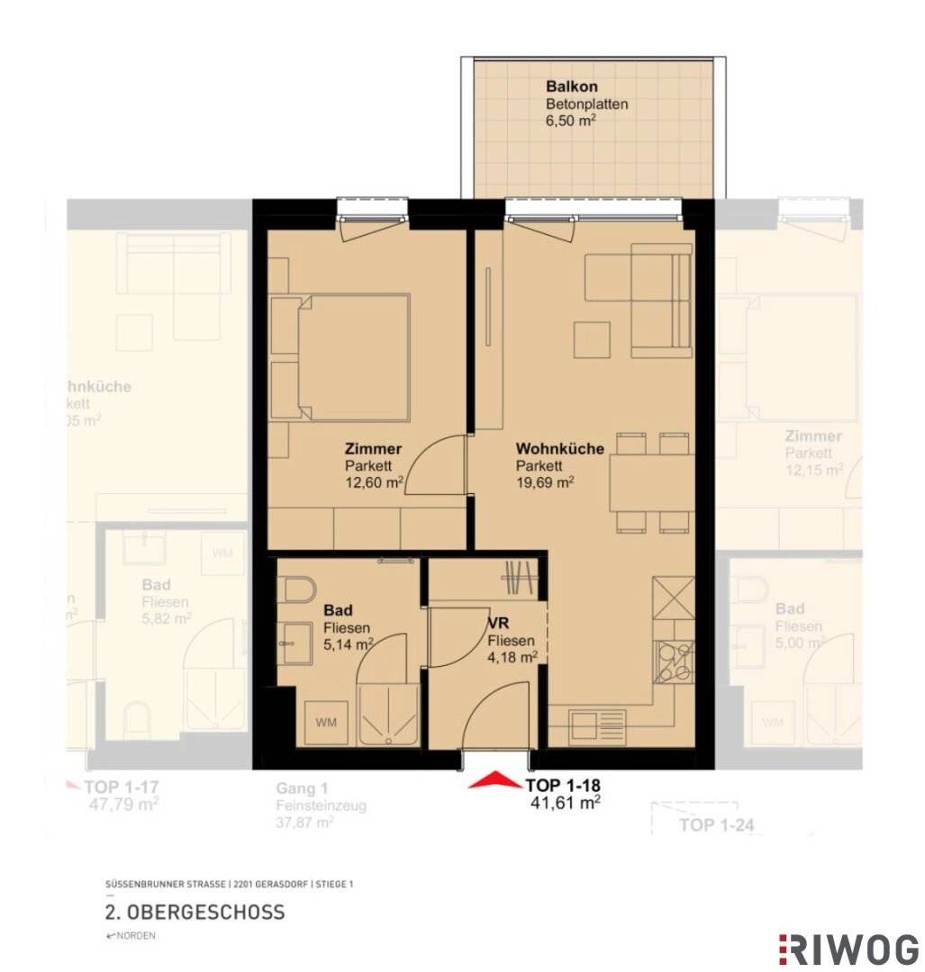 Gerasdorf bei Wien new build project 2 rooms East balcony