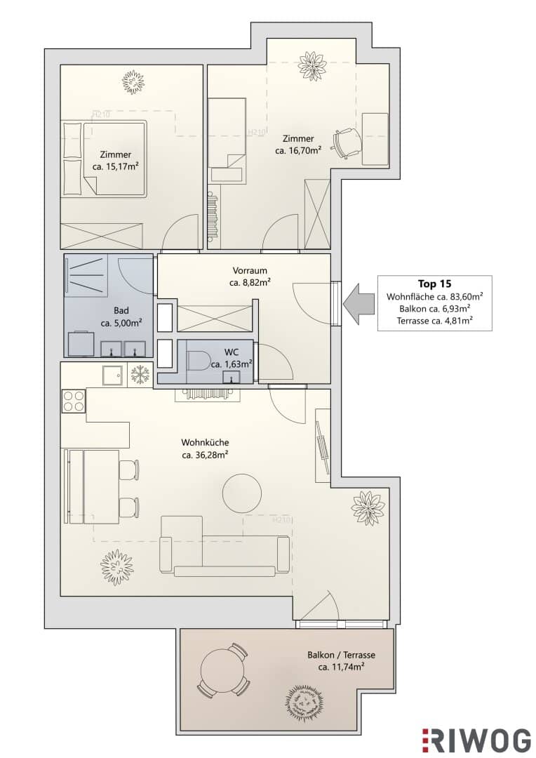 Dachterrassenwohnung | Erstbezug nach Errichtung | südseitig | Klima & Luftwärmepumpe | Tiefgaragenplatz | über 3m Raumhöhe