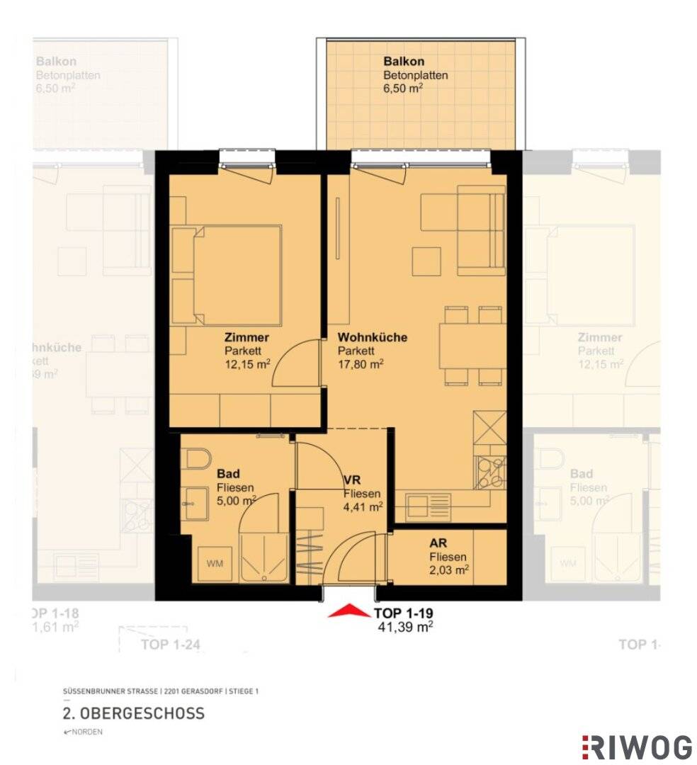 Top new construction project Gerasdorf bei Wien 2 rooms east balcony