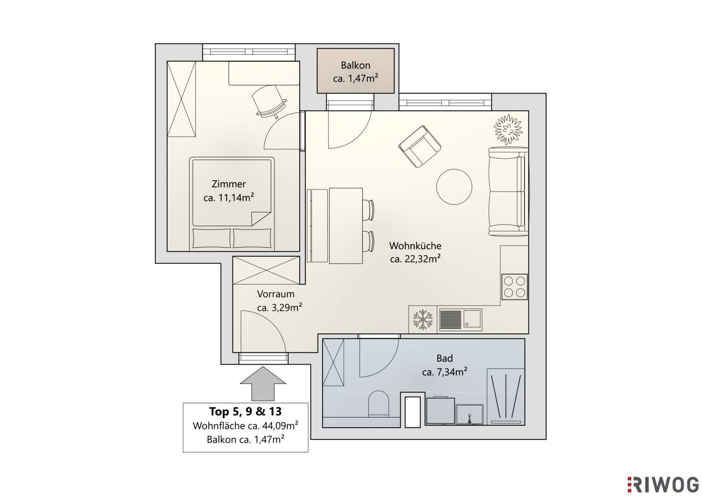 First occupancy after construction | for investors or owner occupiers | 2 room apartment with loggia | air source heat pump | optional underground parking space