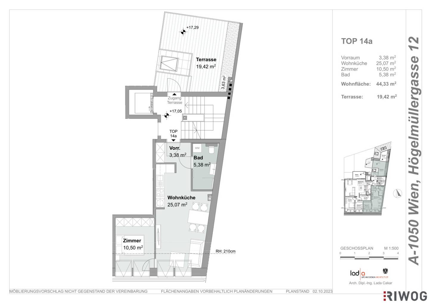 2 room new build apartment with approx. 20 m² rooftop terrace II first occupancy II near Siebenbrunnenplatz II Högelmüllergasse 12