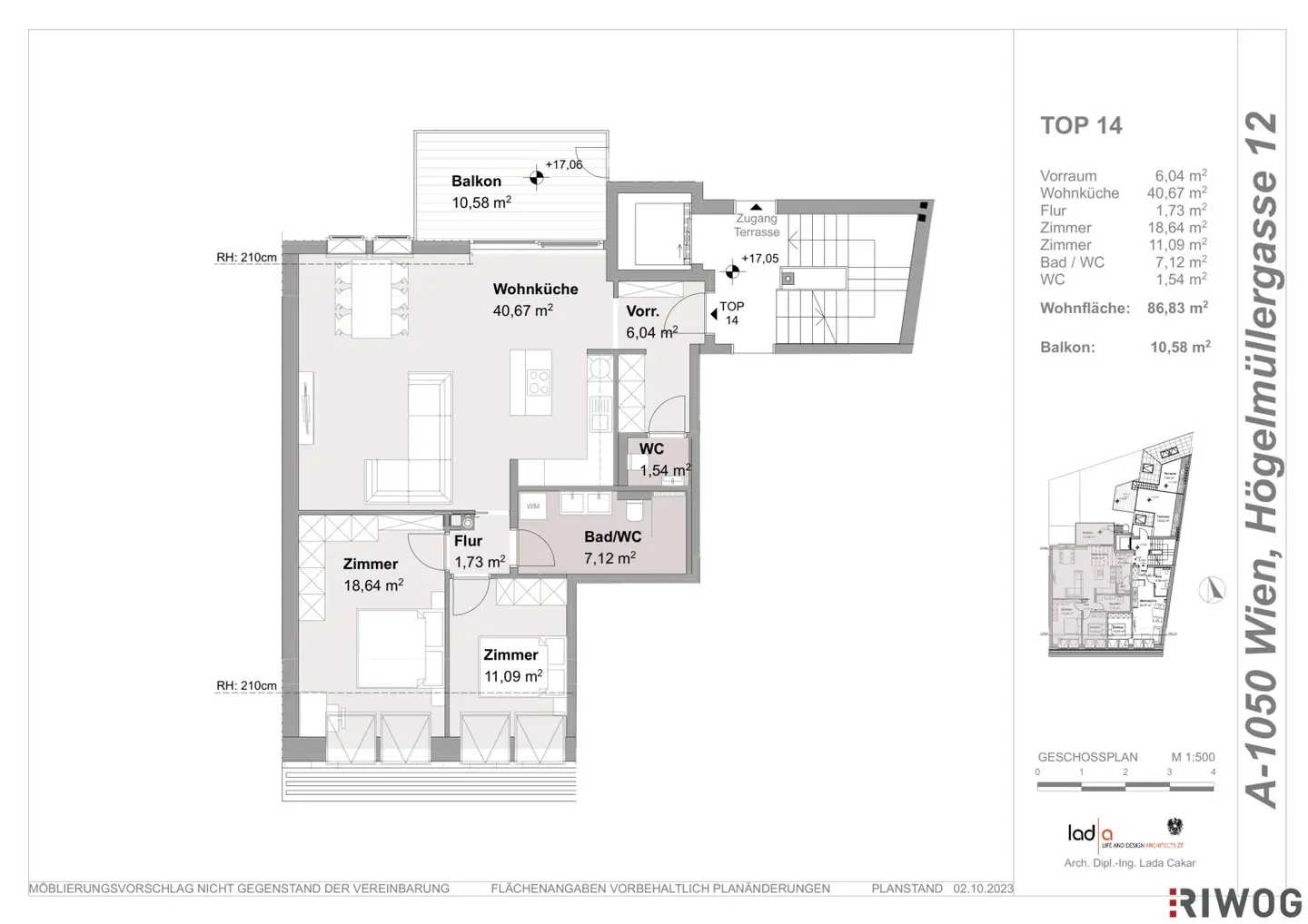 Three room new build apartment with balcony, approximately 41 m² living kitchen, first occupancy, near Siebenbrunnenplatz, Högelmüllergasse 12