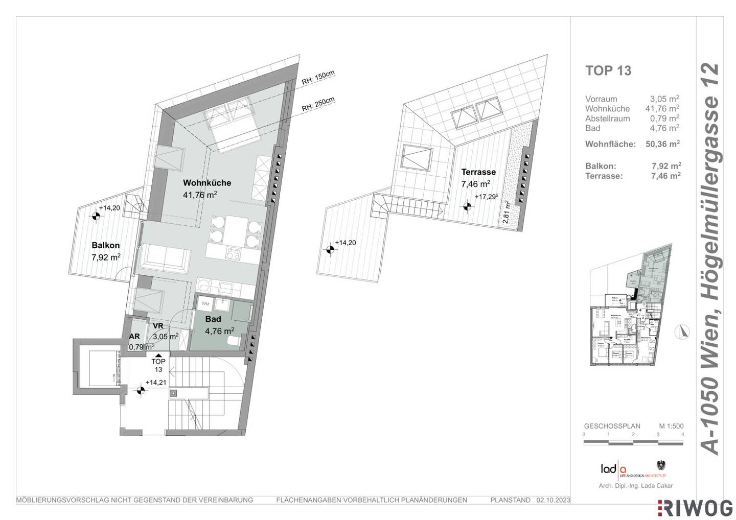 Loft-like new-build apartment with balcony and rooftop terrace first occupancy near Siebenbrunnenplatz Högelmüllergasse 12