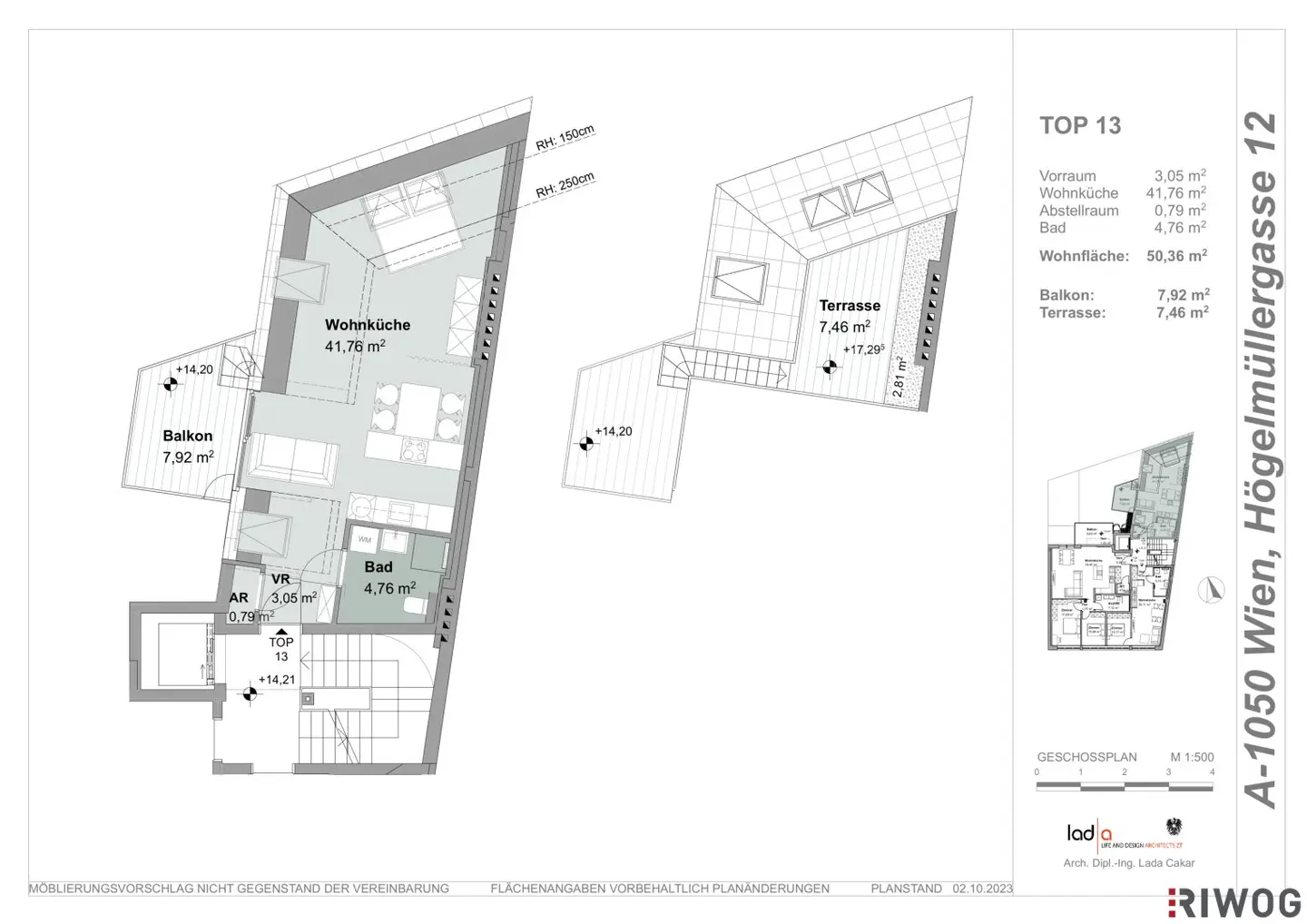 Loft-like new-build apartment with balcony and rooftop terrace first occupancy near Siebenbrunnenplatz Högelmüllergasse 12