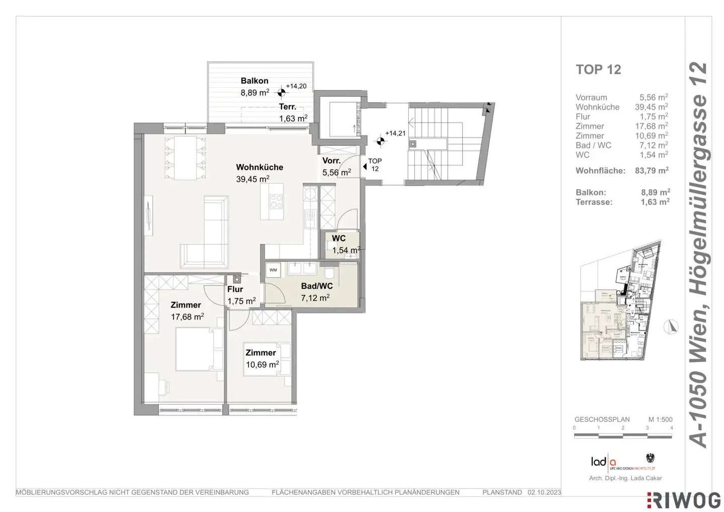 Three room New Build apartment with balcony II 4th floor II Approximately 40 m² living kitchen II near Siebenbrunnenplatz II Högelmüllergasse 12