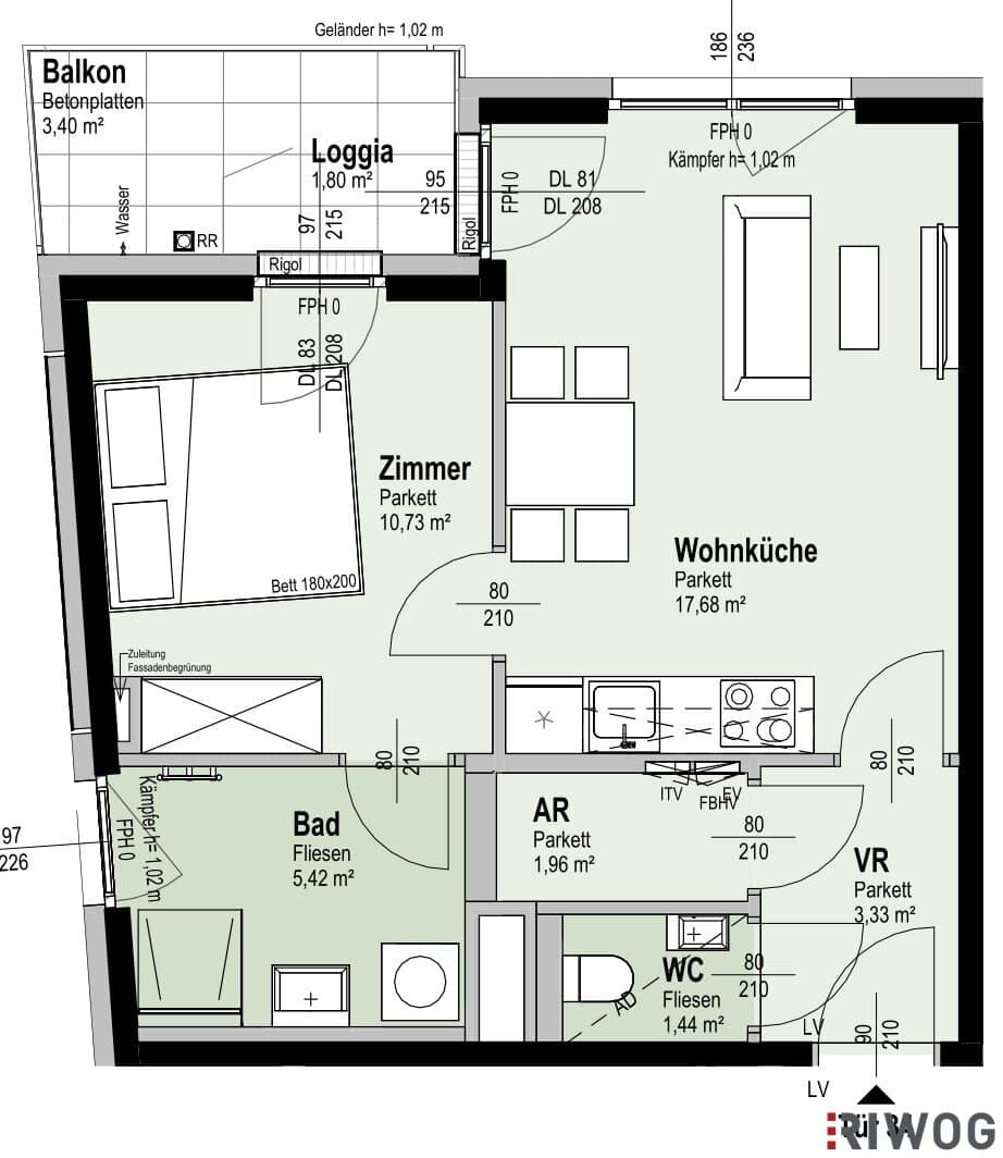 First occupancy with Loggia/Balcony | Corner apartment with a beautiful view on the 4th floor | Fitted kitchen | Optional furnished | Near Alte Donau | District heating | Underground parking space optional