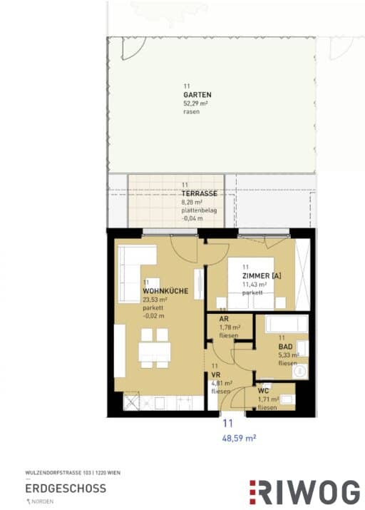 New construction project near Alter Donau || 3 room apartment with garden and terrace