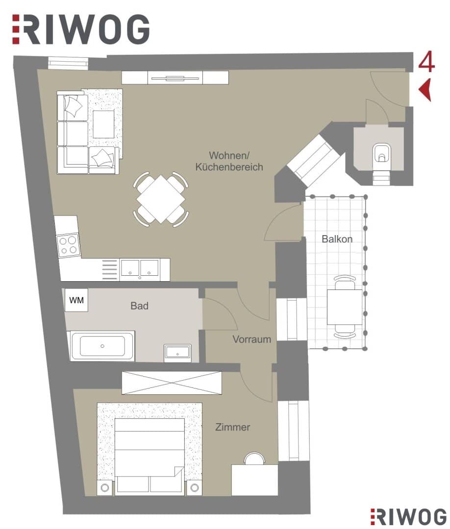Altbau mit effizienten Grundriss und Freifläche