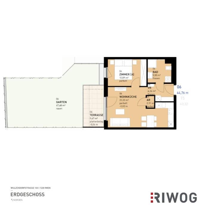 First occupancy 2 room apartment with garden for wellbeing New construction