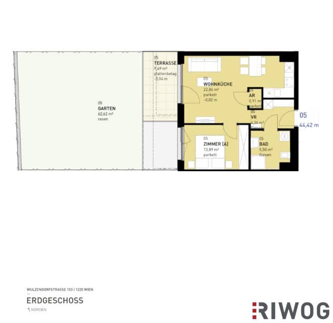 2-room new-build apartment with large private garden and extra terrace