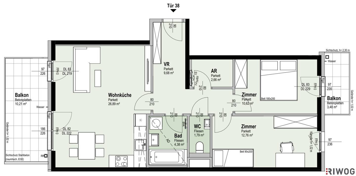 First Occupancy | 4th Floor | Near Alte Donau | 2 Balconies | Partly Courtyard-Facing | District Heating | Underground Parking Space Optional | Ideal for Investors or Owner-Occupiers | Sustainable Project